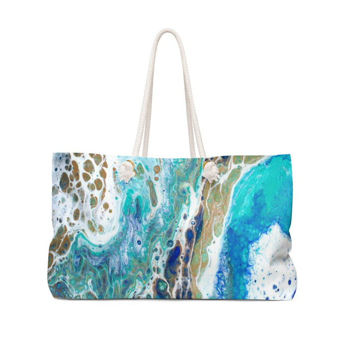 Siesta Key Watercolor Map Weekender Bag with Sapphire Shores Back