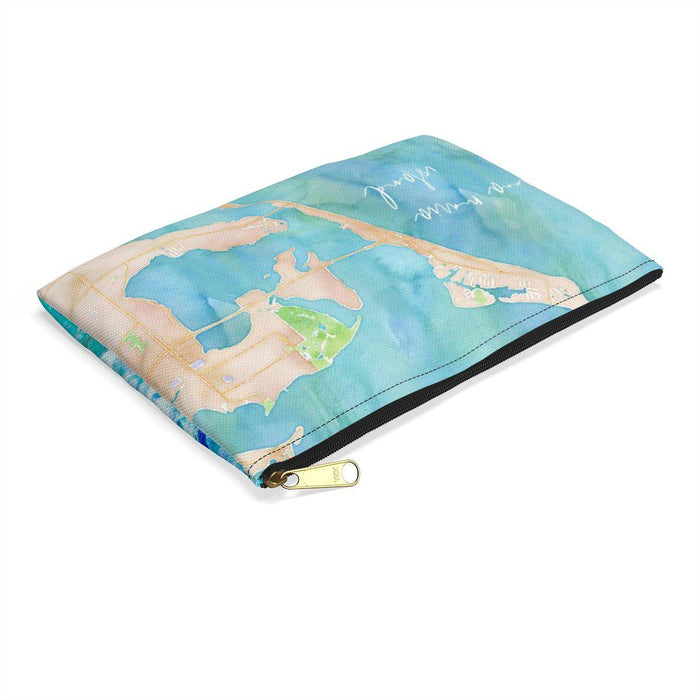 Anna Maria Island Watercolor Map Accessory Pouch with Tranquil Waters Back