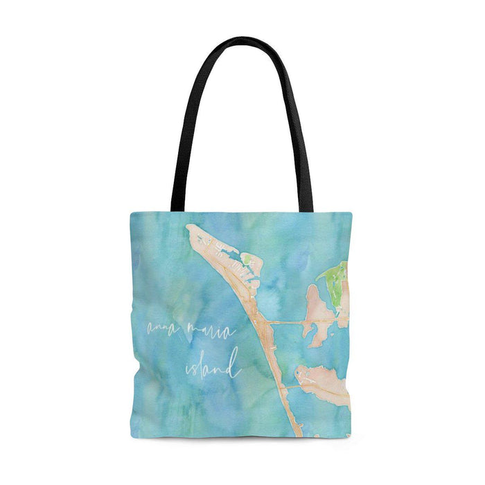 Anna Maria Island Watercolor Tote Bag with Sapphire Shores Back