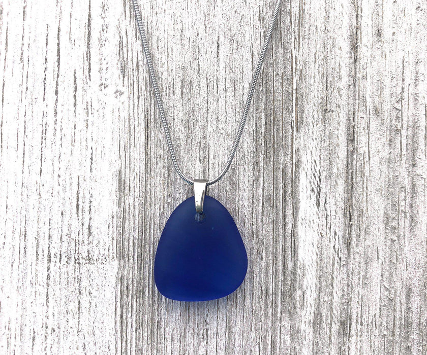 Cobalt Sea Glass Necklace | Beach Jewelry