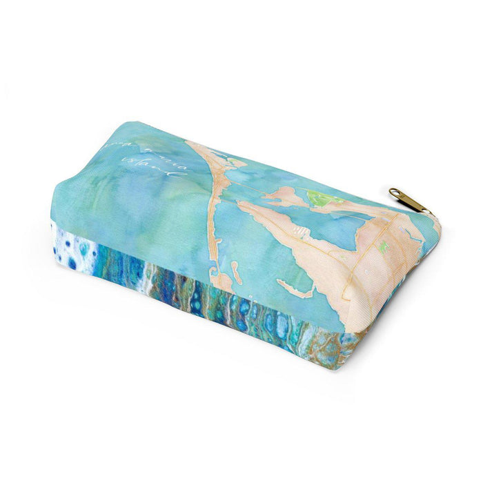 Anna Maria Island Watercolor Map Accessory Pouch w T-bottom with Sapphire Shores Back