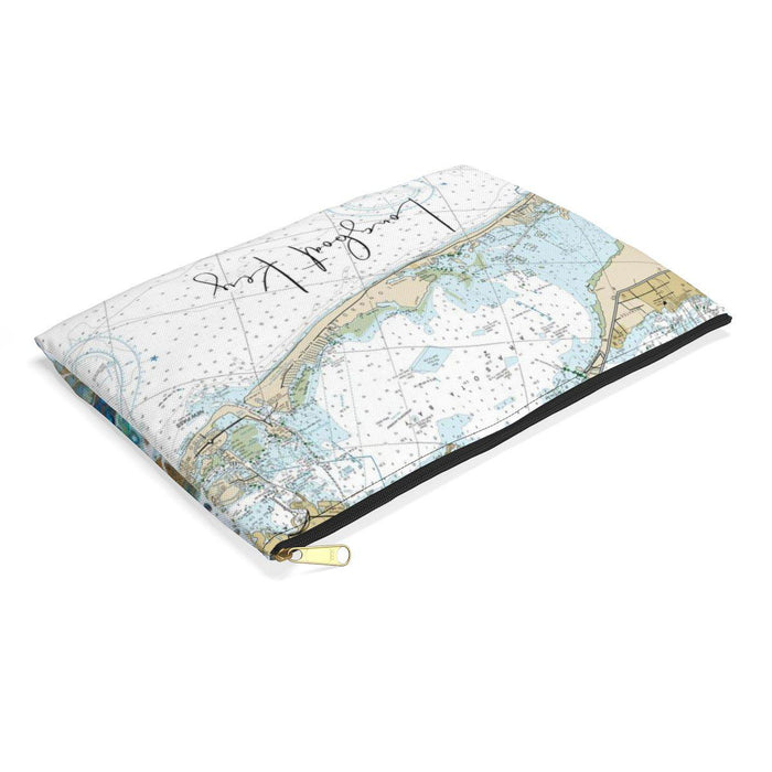 Longboat Key Nautical Map Accessory Pouch with Sapphire Shores Back